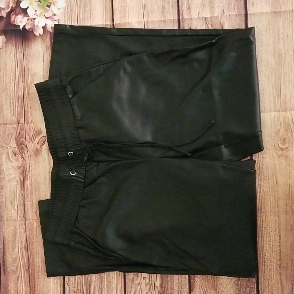 LOFT, Faux Leather Pants, Black